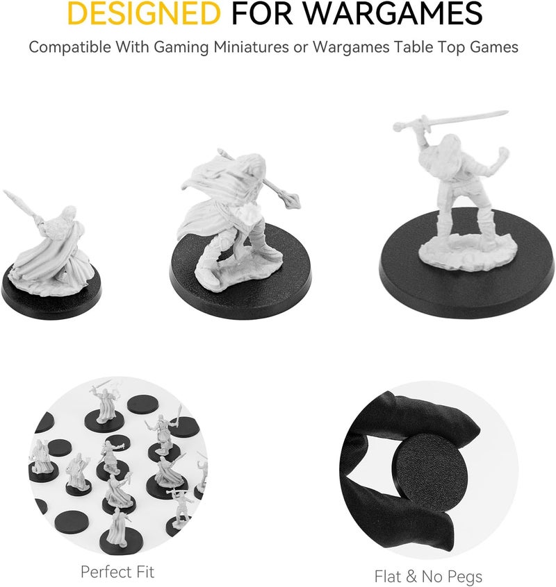 FIGURESLAB Store 100PCS Miniature Bases with 120PCS Adhesive, 25mm 32mm 40mm Mix Black Round Plastic Model Bases for Gaming Miniatures or Wargames Boardgaming Table Games - Image 4